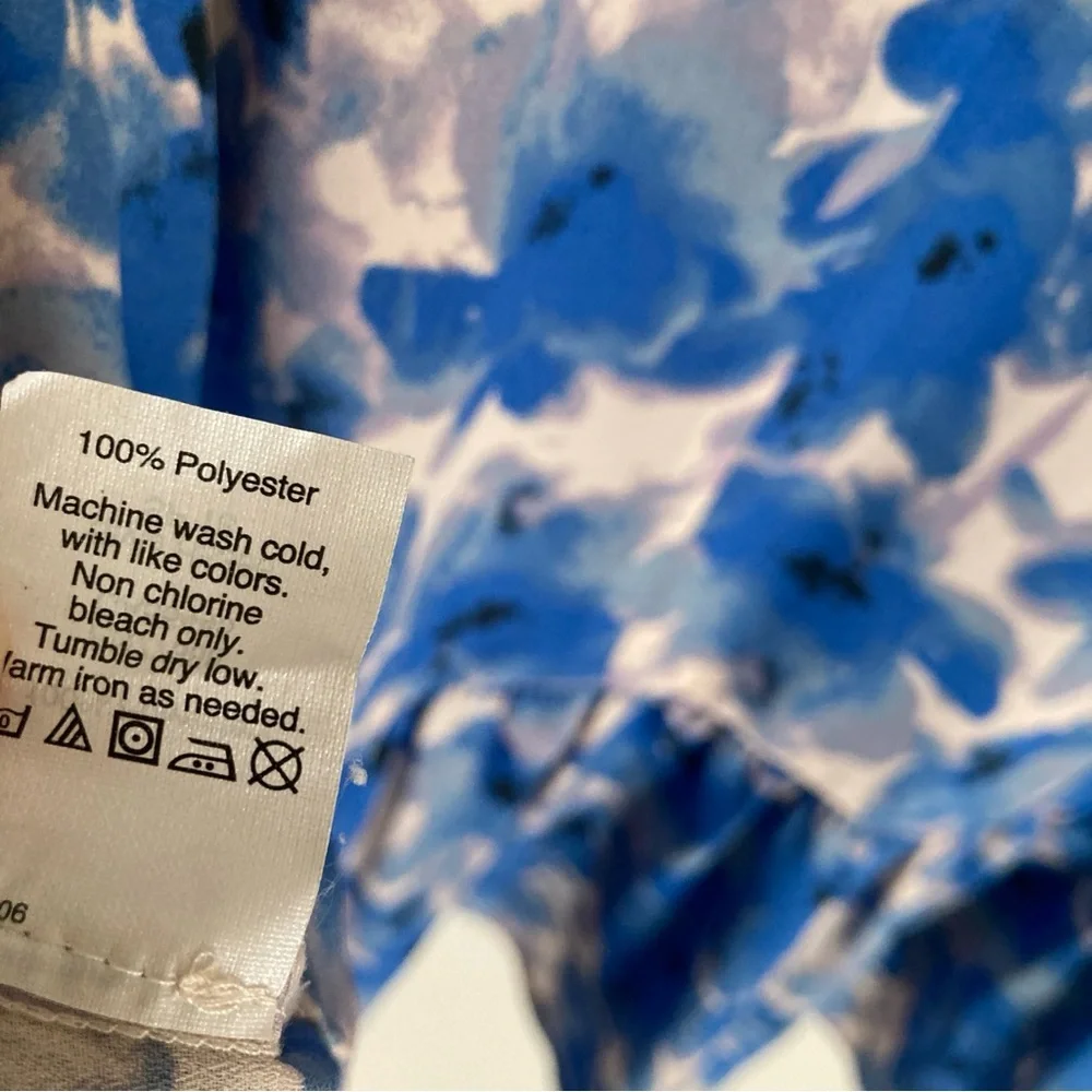 J. Crew Blue & White Floral Peplum Sleeve Blouse